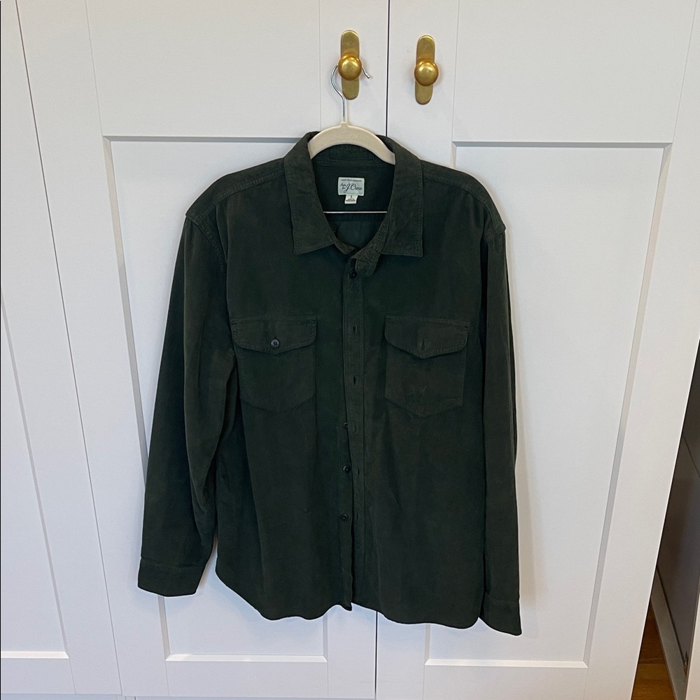 J Crew Dark Green  corduroy Shirt Jacket